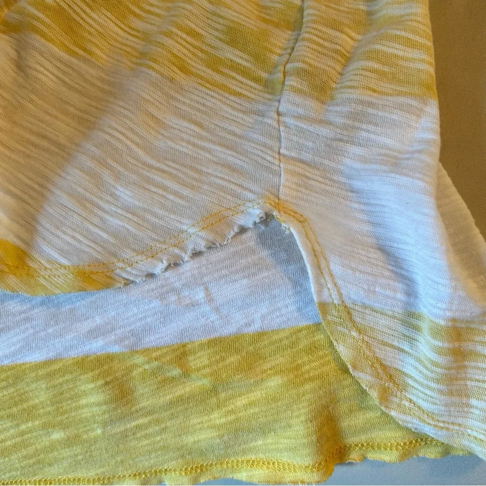 Free People We The Free XS Yellow Stripe Mesh Lace Front Raw Hem Tank Top Y2K - Picture 8 of 10